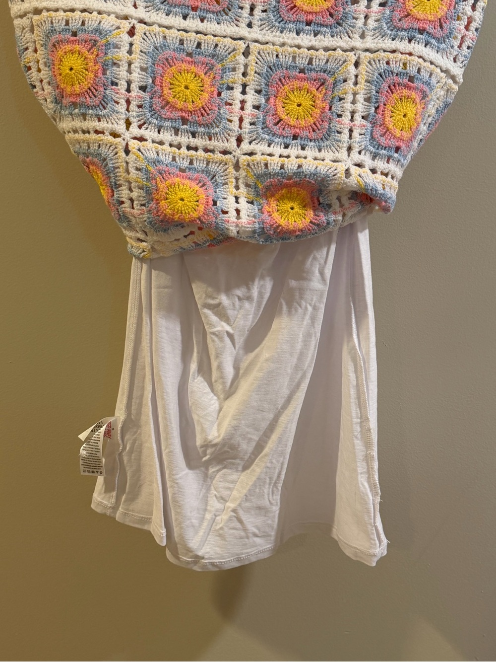 Hatley White Crochet Dress with Pink, Yellow & Blue Sunbursts - Picture 4 of 5